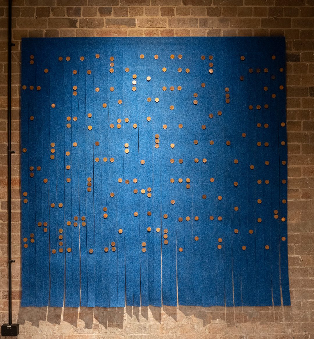 blue piece of wall art